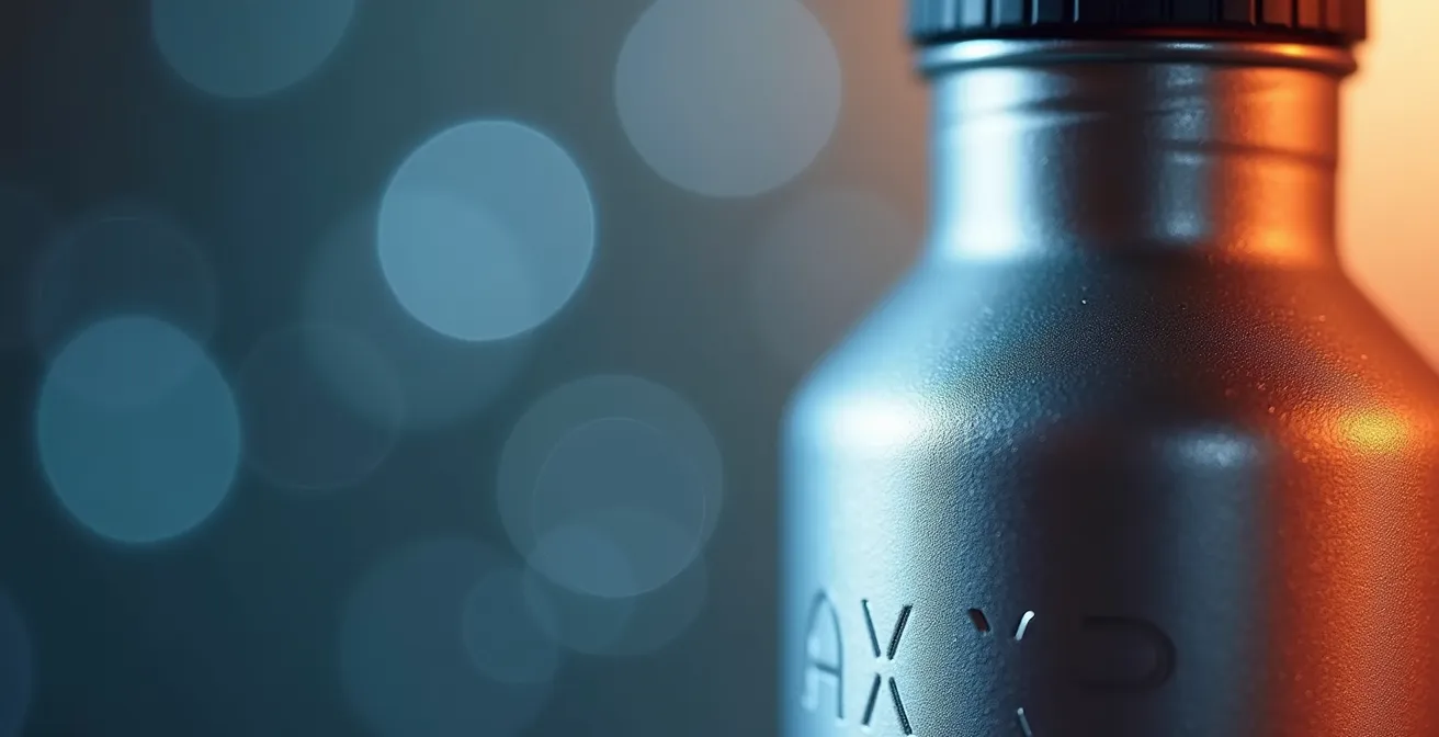 Détail macro d'une surface métallique texturée de gourde